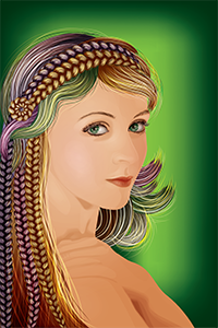 Vector graphics illustration of woman with hair of various colours
